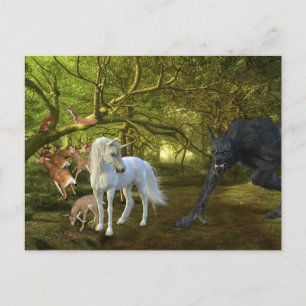 Einhornwald-Verteidiger-Hirsch-Werwolf Postkarte