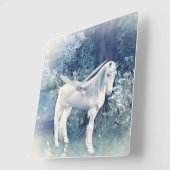 Einhornwaldtraum Quadratische Wanduhr (Winkel)