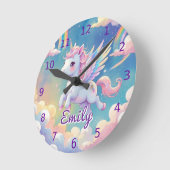 Einhornwall-Uhr - bearbeitbarer Name Runde Wanduhr (Winkel)
