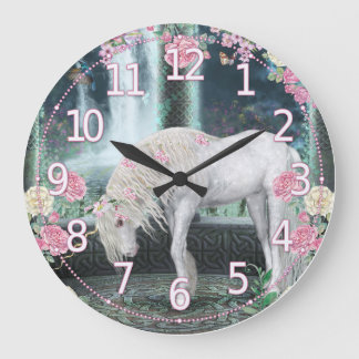 Einhornwall-Uhr, Einzigartige Fantasiekunst Große Wanduhr