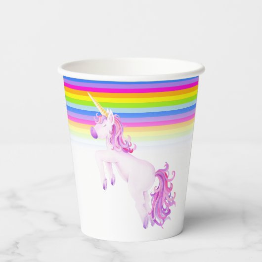 Einhornwasserfarbe und Regenbogenbaby-Duschbecher Pappbecher (Rückseite)