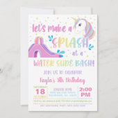 Einhornwasserrutsche zum Geburtstag Einladung (Vorderseite)