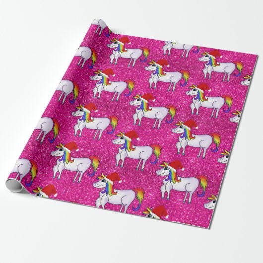 Einhornweihnachtliche Rosa Wrapping Paper Geschenkpapier (Ungerollt)