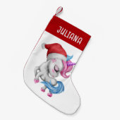 Einhornweihnachtliche Strümpfe | Niedlich Einhorn Kleiner Weihnachtsstrumpf (Vorderansicht (hängend))