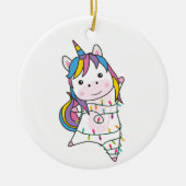 Einhornweihnachtschnee Wintertiere Einhorn Adu Keramik Ornament (Vorne)