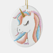 Einhornweihnachtsfest Personalisiert Keramik Ornament (Rechts)