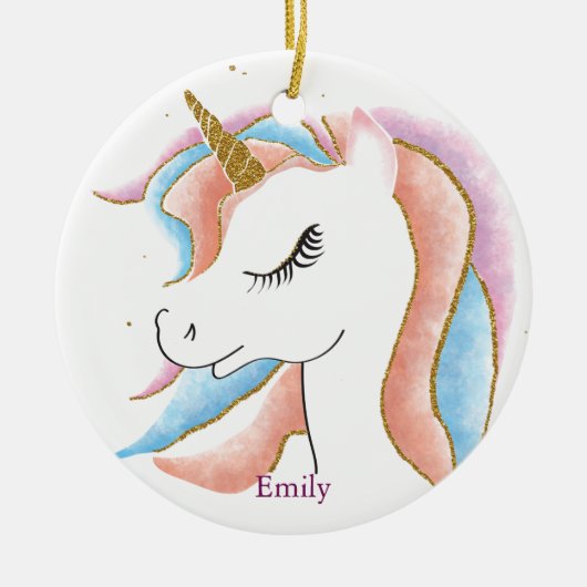 Einhornweihnachtsfest Personalisiert Keramik Ornament (Vorne)