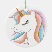 Einhornweihnachtsfest Personalisiert Keramik Ornament (Hinten)