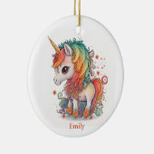 Einhornweihnachtsfest Personalisiert Keramik Ornament (Rechts)