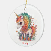 Einhornweihnachtsfest Personalisiert Keramik Ornament (Links)