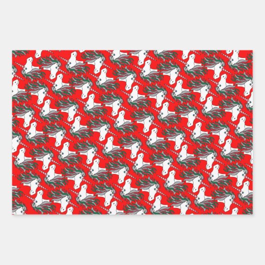 Einhornweihnachtspapier, Multi Geschenkpapier Set (Vorderseite 2)