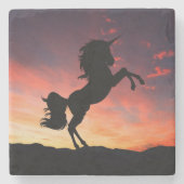 Einhornzucht in einem herrlichen Sonnenuntergang Steinuntersetzer (Vorderseite)