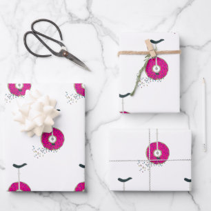 Einhrad mit rosa Donut-Rad und bunten Streuseln Geschenkpapier Set