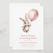 Einige Bunny 1. Geburtstag Daisy Balloon Einladung (Vorne/Hinten)