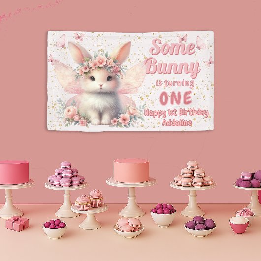 Einige Bunny 1. Geburtstag Fairy Butterfliegen Banner