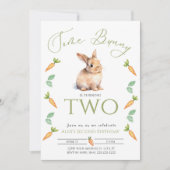 Einige Bunny 2. Geburtstagseinladung an der Grenze Einladung (Vorderseite)