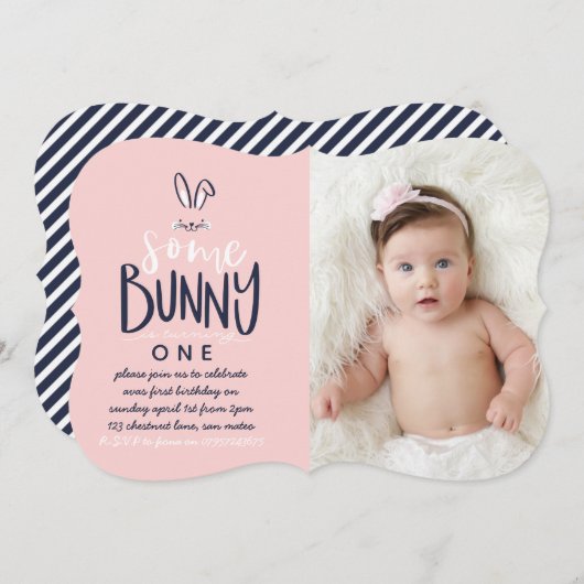 EINIGE BUNNY-BIRTHDAY-PARTEI EINLADUNG (Vorne/Hinten)