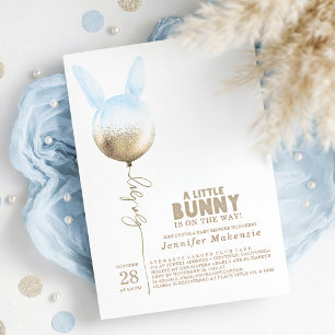 Einige Bunny Blue Balloon Elegante Spring Baby Dus Einladung