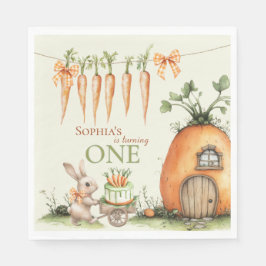 Einige Bunny Carrot 1. Geburtstag Wasserfarbe Serviette