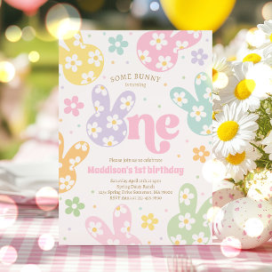 Einige Bunny Daisy Floral Pastel Frühling 1. Gebur Einladung