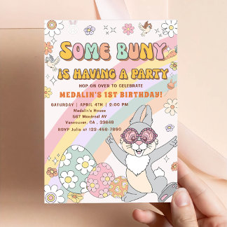 Einige Bunny hat ein Party Geburtstagsparty Invita Einladung