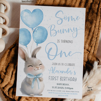 Einige Bunny ist ein Bow Bunny 1. Birthda Einladung