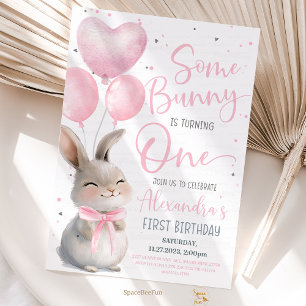 Einige Bunny ist ein Bow Bunny 1. Birthda Einladung