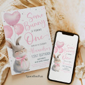 Einige Bunny ist ein Bow Bunny 1. Birthda Einladung