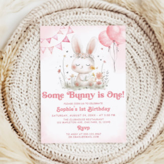 Einige Bunny ist ein sonniges 1. Geburtstag Party Einladung