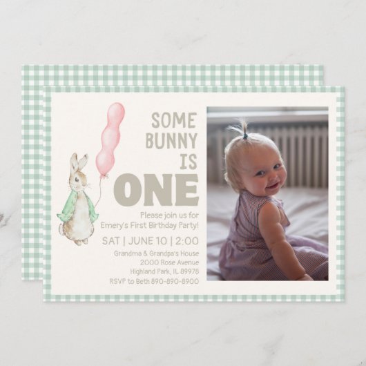 Einige Bunny ist eine Einladung zum ersten Geburts (Vorne/Hinten)