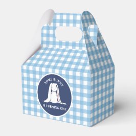 Einige Bunny ist One blue Gingham Birthday Geschenkschachtel