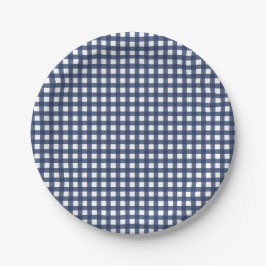 Einige Bunny ist One blue Gingham Birthday Pappteller