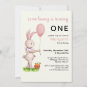 Einige Bunny ist One Niedlich Rabbit Balloon 1. Ge Einladung (Vorderseite)