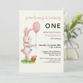 Einige Bunny ist One Niedlich Rabbit Balloon 1. Ge Einladung (Stehend Vorderseite)
