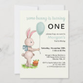 Einige Bunny ist One Niedlich Rabbit Balloon 1. Ge Einladung (Vorderseite)