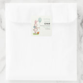 Einige Bunny ist One Niedlich Rabbit Balloon 1. Ge Quadratischer Aufkleber (Tasche)