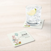 Einige Bunny ist One Niedlich Rabbit Balloon 1. Ge Rechteckiger Pappuntersetzer (Vor Ort)