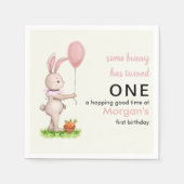 Einige Bunny ist One Niedlich Rabbit Balloon 1. Ge Serviette (Vorderseite)