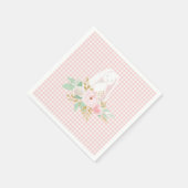 Einige Bunny ist One Pink Floral Gingham Geburtsta Serviette (Ecke)