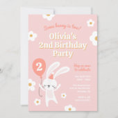 Einige Bunny ist zwei Niedliche Retro 2. Geburtsta Einladung (Vorderseite)