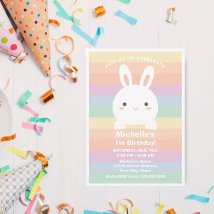 Einige Bunny macht eine Rainbow Birthday Party Einladung