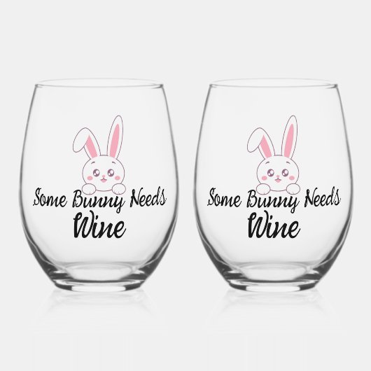 Einige Bunny Needs Wein Weinglas Ohne Stiel (Vorderseite)