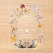 Einige Bunny Oaster Wildblume Kinderdusche Acryleinladungen (Vorderseite)