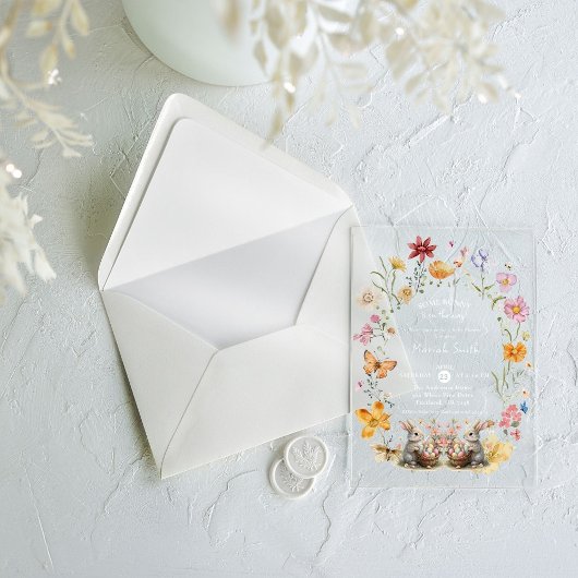 Einige Bunny Oaster Wildblume Kinderdusche Acryleinladungen