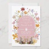 Einige Bunny Oaster Wildblume Kinderdusche Einladung (Vorderseite)