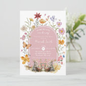 Einige Bunny Oaster Wildblume Kinderdusche Einladung (Stehend Vorderseite)