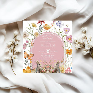 Einige Bunny Oaster Wildblume Kinderdusche Einladung