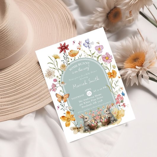 Einige Bunny Oaster Wildblume Kinderdusche Einladung