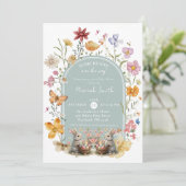 Einige Bunny Oaster Wildblume Kinderdusche Einladung (Stehend Vorderseite)