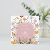 Einige Bunny Oaster Wildblume Kinderdusche Einladung (Stehend Vorderseite)